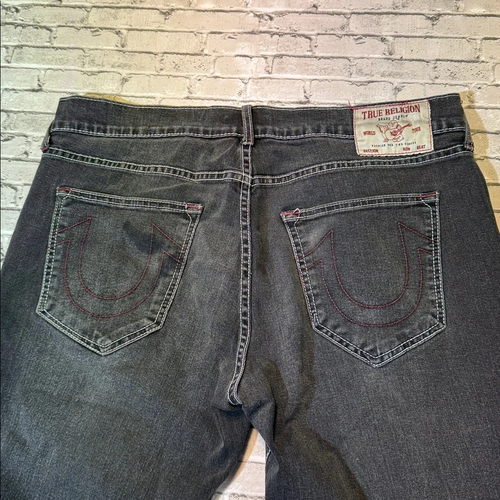 True Religion mens 36x28 charcoal gray Geno relaxed slim fit denim jeans